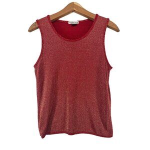 Notations Womens Sweater Tank Sz S Red/Gold Sparkly Holiday Cocktail Glam Glitzy